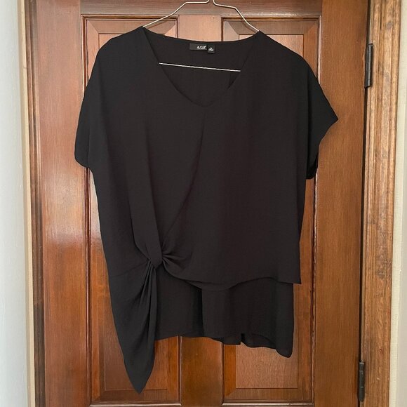a.n.a Tops - Size XL a.n.a. black short sleeved top with faux wrap front and synched back